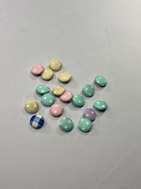 Polka Dot Fabric Covered Buttons Craft Lot Pastel Sewing Embellishments